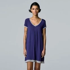 Women's Simply Vera Vera Wang Basic Luxury Sleepshirt Heather Charcoal -Simply Vera Vera Wang STORE unnamed file 832