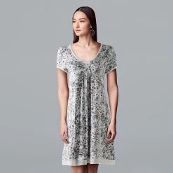 Women's Simply Vera Vera Wang Basic Luxury Sleepshirt Heather Charcoal -Simply Vera Vera Wang STORE unnamed file 833