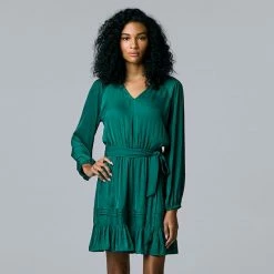 Women's Simply Vera Vera Wang Ruffle Side-Tie Pintuck Dress