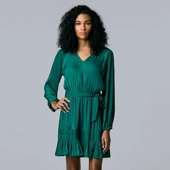 Women's Simply Vera Vera Wang Ruffle Side-Tie Pintuck Dress 1 Women's Simply Vera Vera Wang Ruffle Side-Tie Pintuck Dress