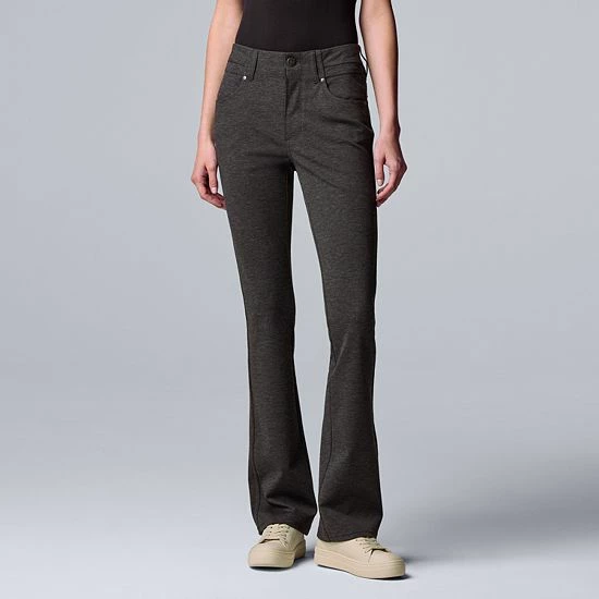 Petite Simply Vera Vera Wang High-Rise Ponte Bootcut Pants Grey Plaid 1 Petite Simply Vera Vera Wang High-Rise Ponte Bootcut Pants Grey Plaid