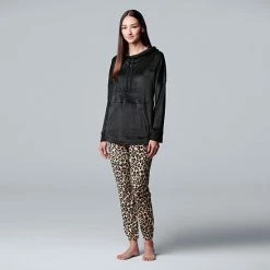 Women's Simply Vera Vera Wang Velour Hooded Pajama Top And Banded Bottom Pajama Pants Sleep Set Pink Animal 10 Women's Simply Vera Vera Wang Velour Hooded Pajama Top And Banded Bottom Pajama Pants Sleep Set Pink Animal -Simply Vera Vera Wang STORE unnamed file 861