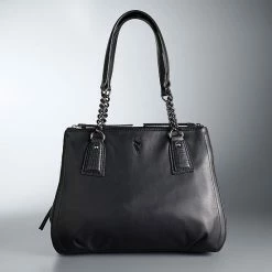 Simply Vera Vera Wang Bedford Satchel Bag Black Ruched