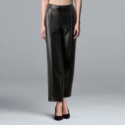 Women's Simply Vera Vera Wang Tapered Faux-Leather Pants Vera Black
