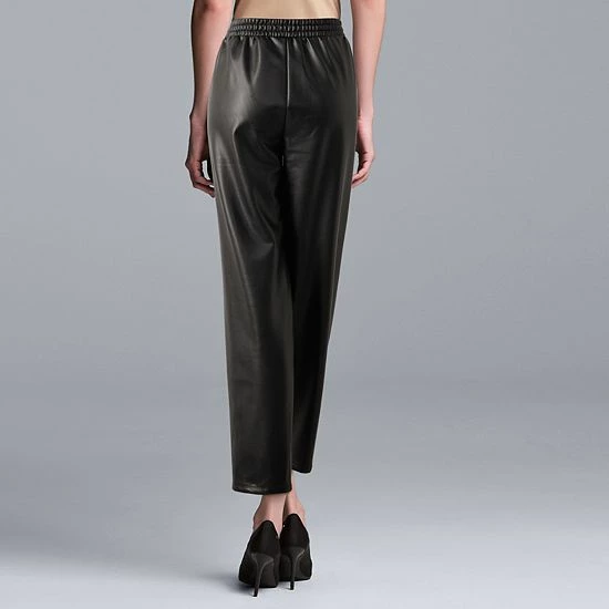 Women's Simply Vera Vera Wang Tapered Faux-Leather Pants Vera Black 2 Women's Simply Vera Vera Wang Tapered Faux-Leather Pants Vera Black - Image 2