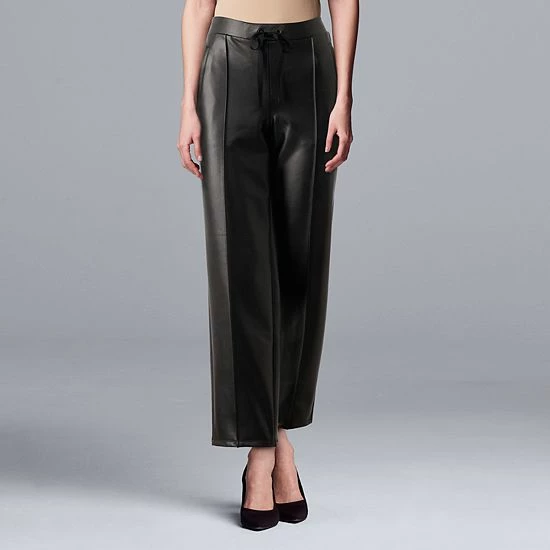 Women's Simply Vera Vera Wang Tapered Faux-Leather Pants Vera Black 3 Women's Simply Vera Vera Wang Tapered Faux-Leather Pants Vera Black - Image 3