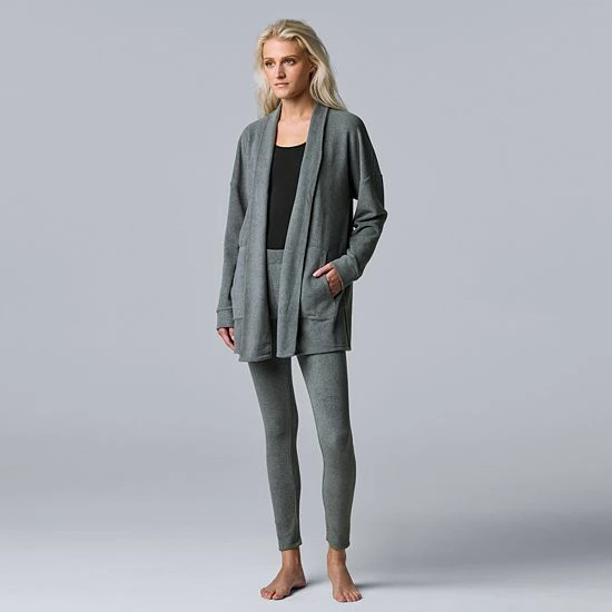 Women's Simply Vera Vera Wang Stretch Fleece Cardigan And Leggings Set Charcoal Heather 1 Women's Simply Vera Vera Wang Stretch Fleece Cardigan And Leggings Set Charcoal Heather