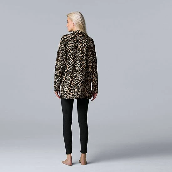 Women's Simply Vera Vera Wang Stretch Fleece Cardigan And Leggings Set Charcoal Heather 2 Women's Simply Vera Vera Wang Stretch Fleece Cardigan And Leggings Set Charcoal Heather - Image 2