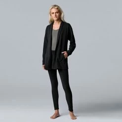 Women's Simply Vera Vera Wang Stretch Fleece Cardigan And Leggings Set Charcoal Heather 9 Women's Simply Vera Vera Wang Stretch Fleece Cardigan And Leggings Set Charcoal Heather -Simply Vera Vera Wang STORE unnamed file 973