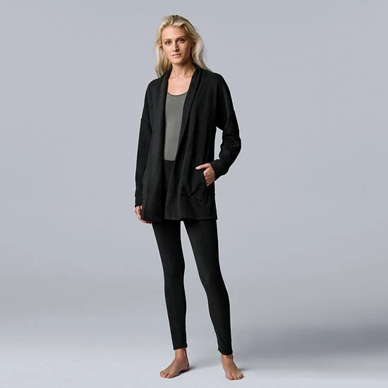 Women's Simply Vera Vera Wang Stretch Fleece Cardigan And Leggings Set Charcoal Heather 5 Women's Simply Vera Vera Wang Stretch Fleece Cardigan And Leggings Set Charcoal Heather - Image 5